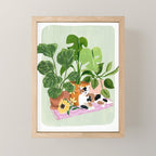 Cat and Plants Still Life Mini Art Print Gallery Image 1