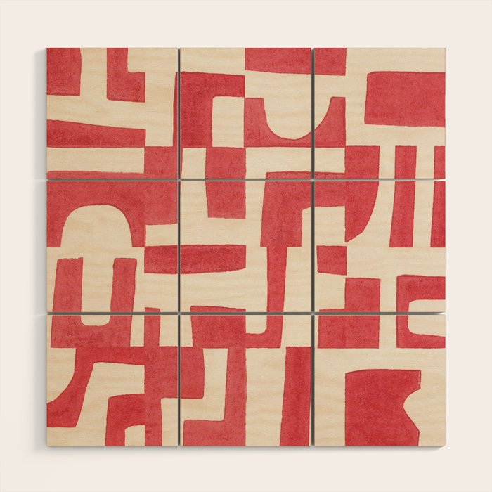 Red Puzzle Wood Wall Art Gallery Image 1
