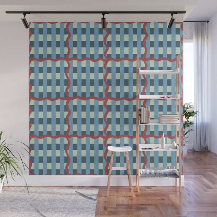 Nautical Rustic Plaid Wall Mural Gallery Image 1