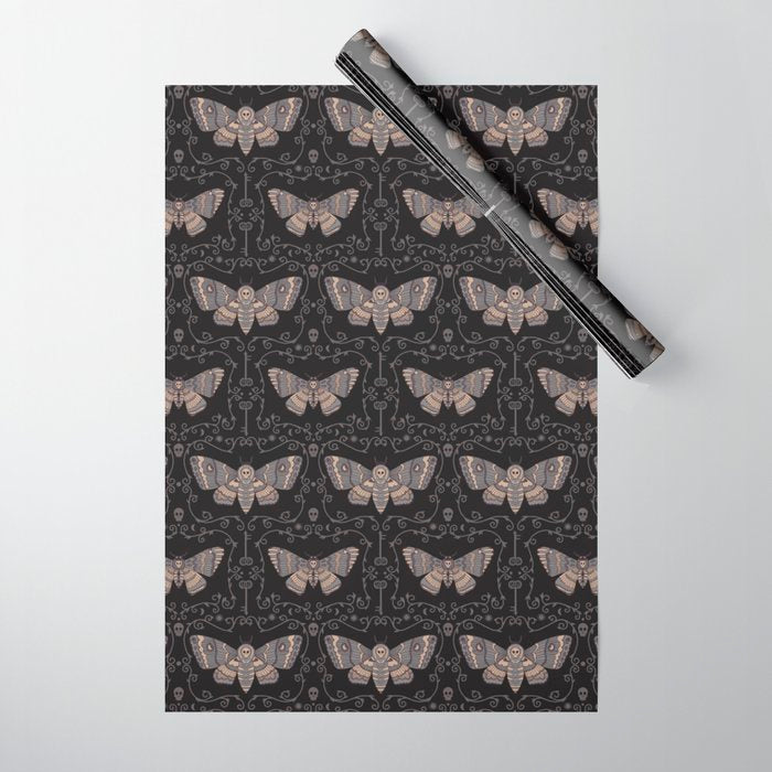 Taxidermy Death Moth at Midnight Wrapping Paper Gallery Image 1