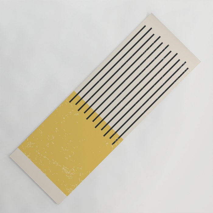 Yellow Lemon Square Stripes Mid Century Modern Minimalist Rothko Inspired Colourfield Stripes Yoga Mat Gallery Image 1