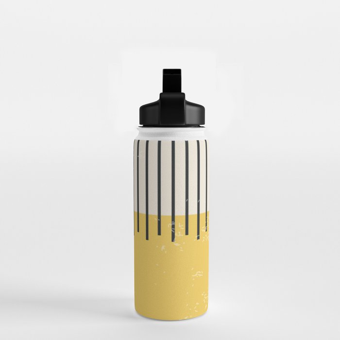Yellow Lemon Square Stripes Mid Century Modern Minimalist Rothko Inspired Colourfield Stripes Water Bottle Gallery Image 2