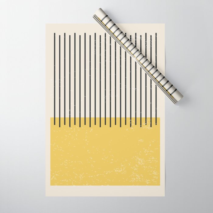 Yellow Lemon Square Stripes Mid Century Modern Minimalist Rothko Inspired Colourfield Stripes Wrapping Paper Gallery Image 1