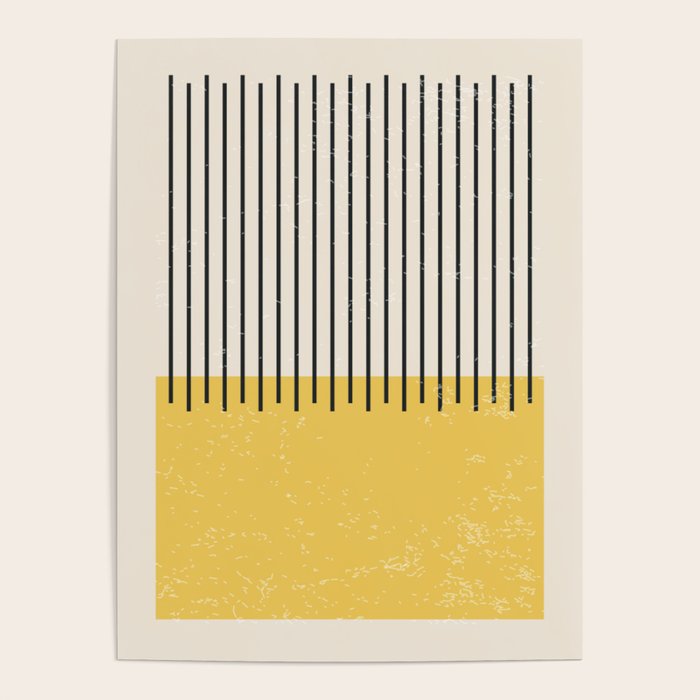 Yellow Lemon Square Stripes Mid Century Modern Minimalist Rothko Inspired Colourfield Stripes Poster Gallery Image 4