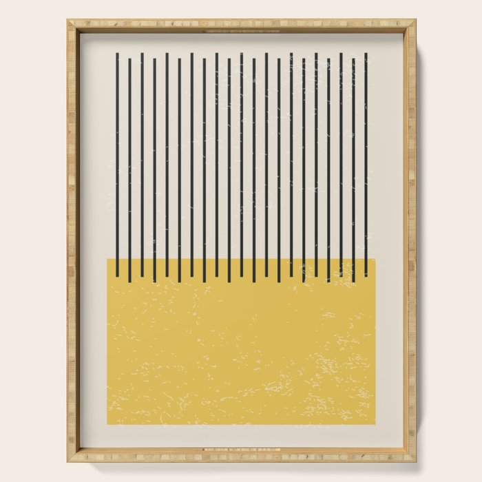 Yellow Lemon Square Stripes Mid Century Modern Minimalist Rothko Inspired Colourfield Stripes Serving Tray Gallery Image 1