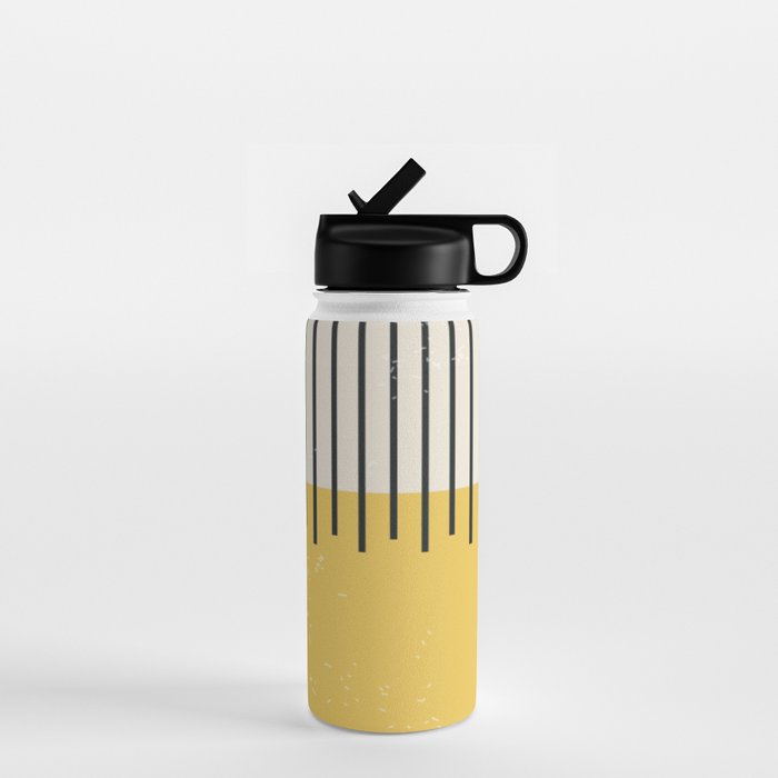 Yellow Lemon Square Stripes Mid Century Modern Minimalist Rothko Inspired Colourfield Stripes Water Bottle Gallery Image 1