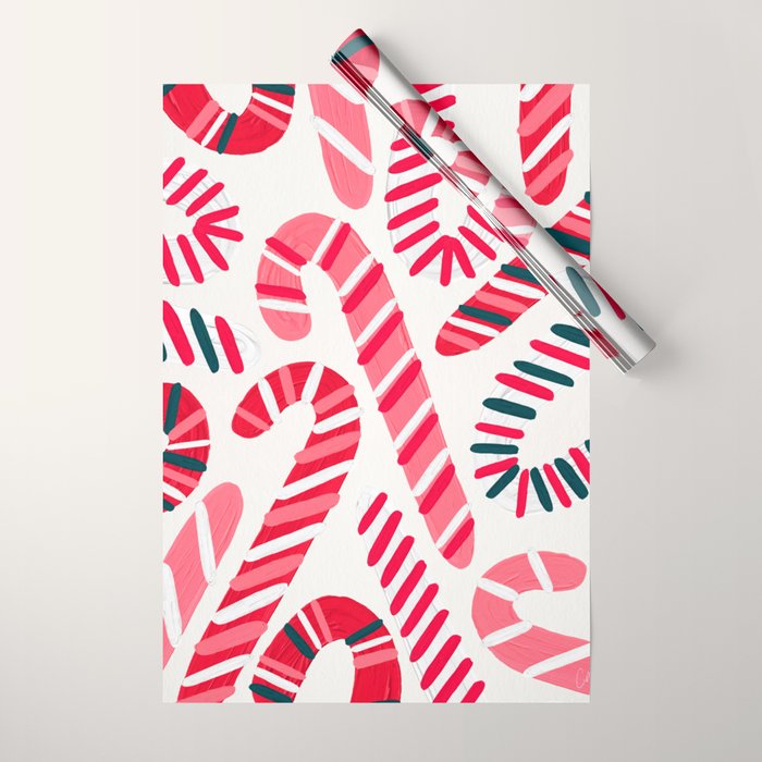 Candy Canes - White Wrapping Paper Gallery Image 1