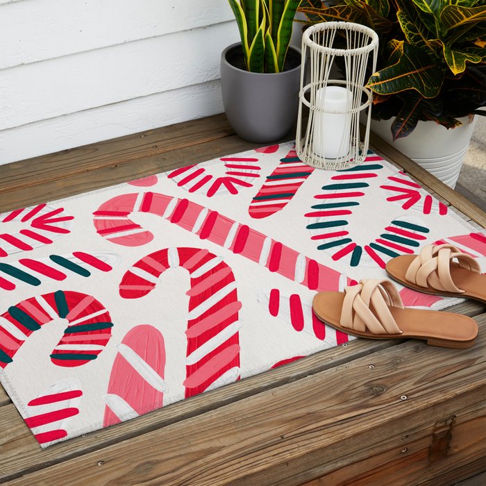 Candy Canes - White Outdoor Rug Gallery Image 2
