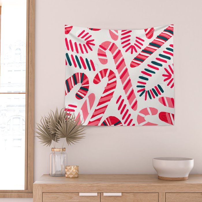 Candy Canes - White Wall Tapestry Gallery Image 2