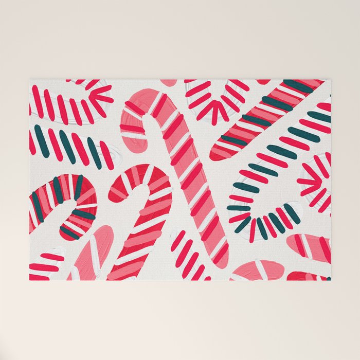 Candy Canes - White Welcome Mat Gallery Image 1