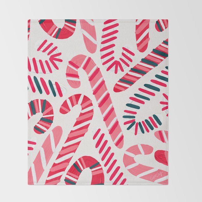 Candy Canes - White Throw Blanket Gallery Image 2