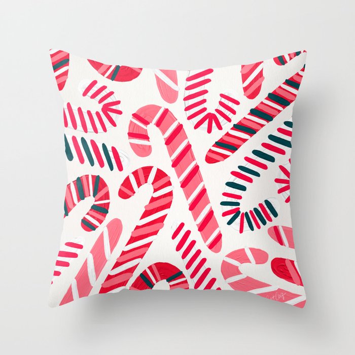 Candy Canes - White Throw Pillow Gallery Image 6