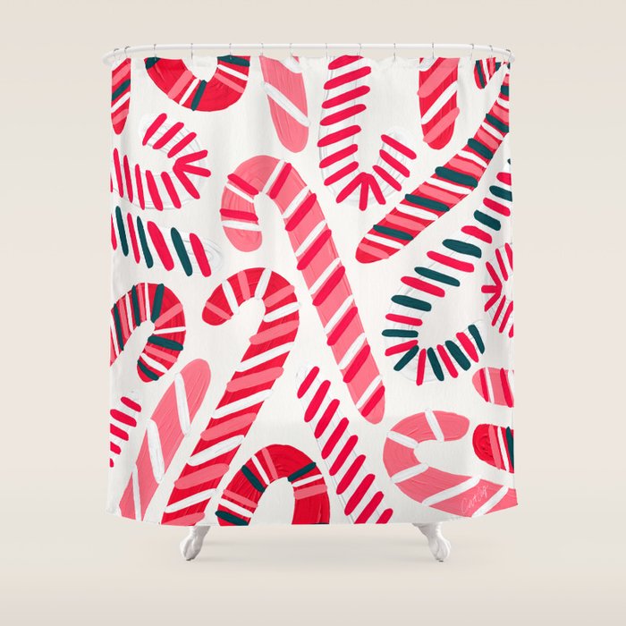 Candy Canes - White Shower Curtain Gallery Image 1