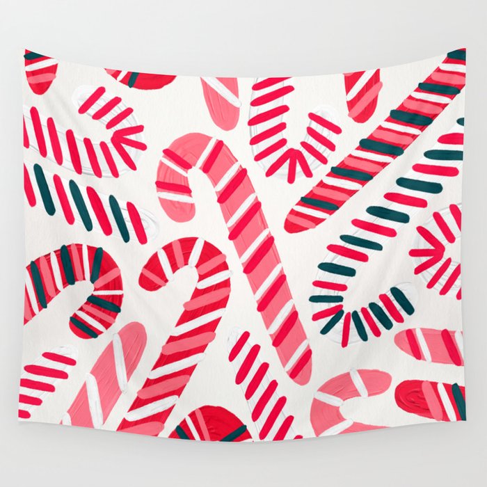 Candy Canes - White Wall Tapestry Gallery Image 1