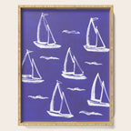 Sailboat Drawing - Indigo Blue Pattern Serving Tray Gallery Image 1