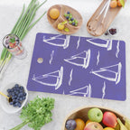 Sailboat Drawing - Indigo Blue Pattern Cutting Board Gallery Image 2