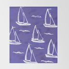 Sailboat Drawing - Indigo Blue Pattern Throw Blanket Gallery Image 2
