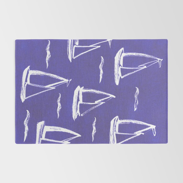 Sailboat Drawing - Indigo Blue Pattern Rug Gallery Image 2