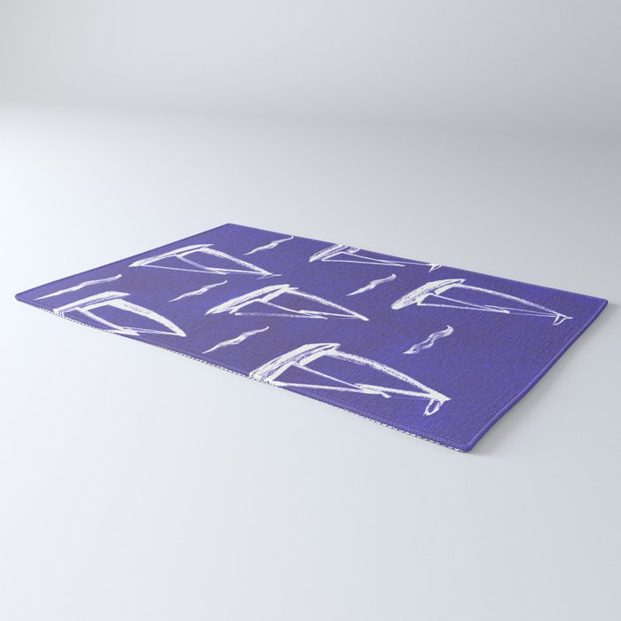 Sailboat Drawing - Indigo Blue Pattern Rug Gallery Image 3