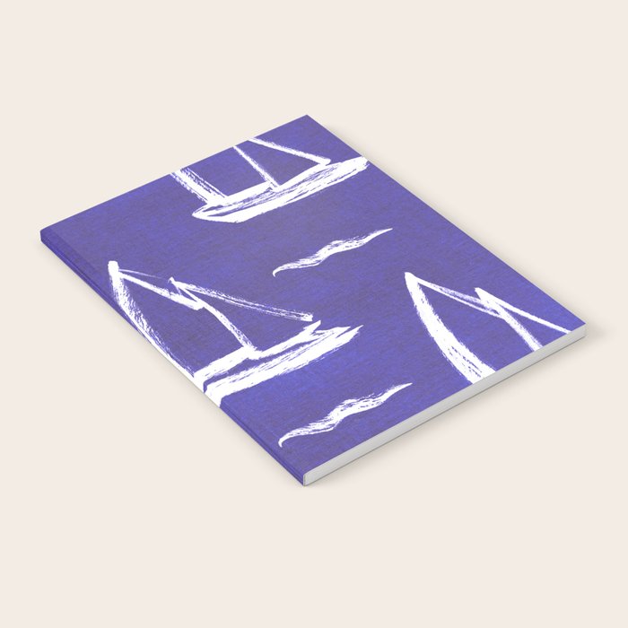 Sailboat Drawing - Indigo Blue Pattern Notebook Gallery Image 1