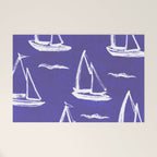 Sailboat Drawing - Indigo Blue Pattern Welcome Mat Gallery Image 1