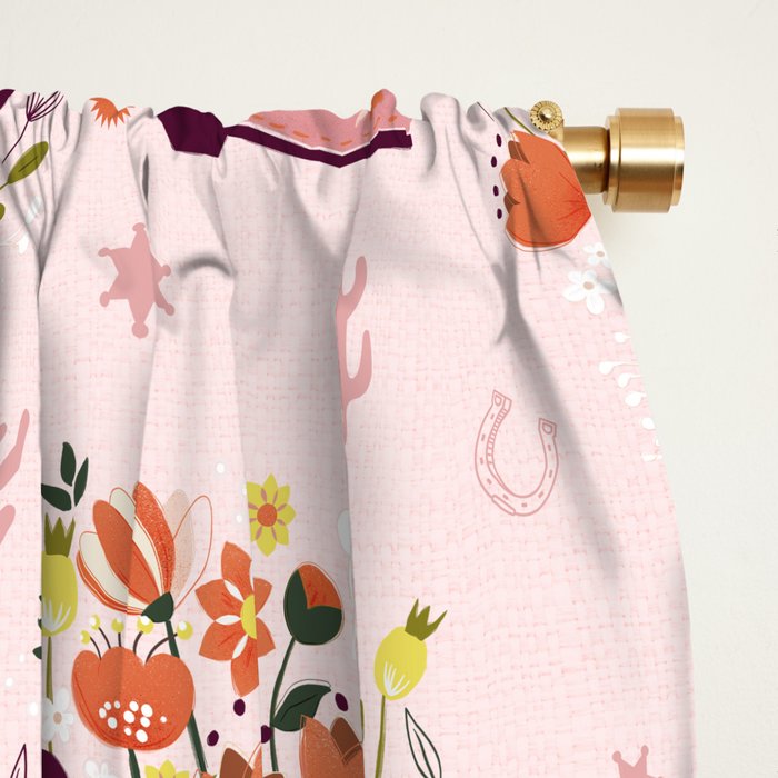 Western Floral Cowboy Boots Pattern Window Curtain Gallery Image 2