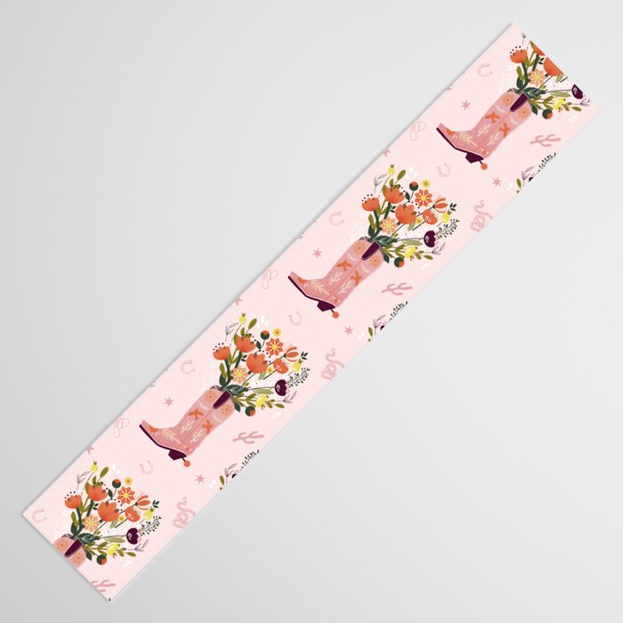 Western Floral Cowboy Boots Pattern Table Runner Gallery Image 3