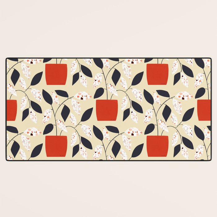 Plants and terrazzo Desk Mat Gallery Image 3