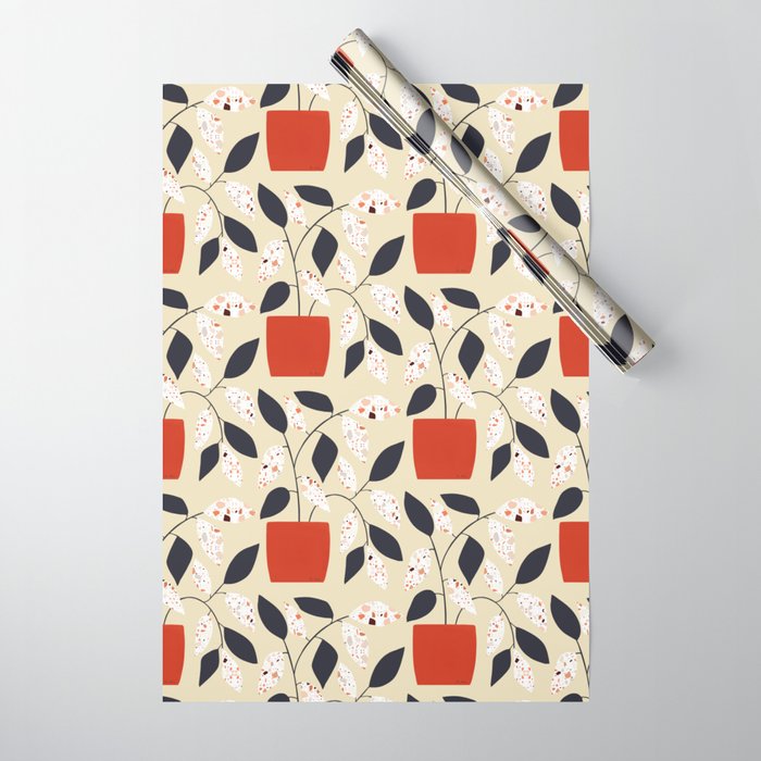 Plants and terrazzo Wrapping Paper Gallery Image 1