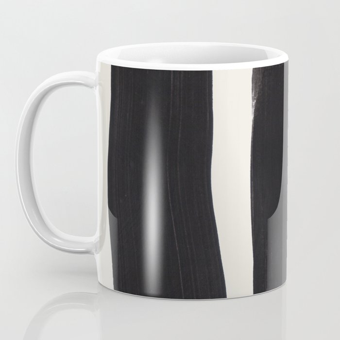 Mid Century Modern Minimalist Abstract Art Brush Strokes Black & White Ink Art Ancient Stripes Coffee Mug Gallery Image 3