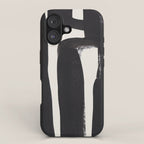 Mid Century Modern Minimalist Abstract Art Brush Strokes Black & White Ink Art Ancient Stripes iPhone Case Gallery Image 1