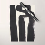 Mid Century Modern Minimalist Abstract Art Brush Strokes Black & White Ink Art Ancient Stripes Wrapping Paper Gallery Image 1
