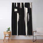 Mid Century Modern Minimalist Abstract Art Brush Strokes Black & White Ink Art Ancient Stripes Window Curtain Gallery Image 5