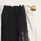 Mid Century Modern Minimalist Abstract Art Brush Strokes Black & White Ink Art Ancient Stripes Window Curtain Gallery Image 2