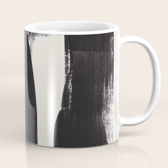 Mid Century Modern Minimalist Abstract Art Brush Strokes Black & White Ink Art Ancient Stripes Coffee Mug Gallery Image 1