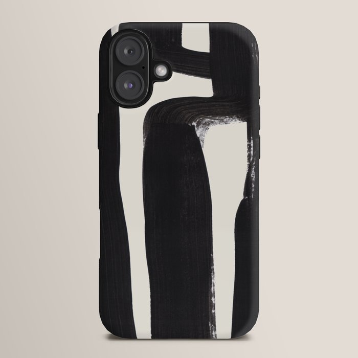 Mid Century Modern Minimalist Abstract Art Brush Strokes Black & White Ink Art Ancient Stripes iPhone Case Gallery Image 14