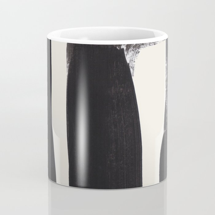 Mid Century Modern Minimalist Abstract Art Brush Strokes Black & White Ink Art Ancient Stripes Coffee Mug Gallery Image 4