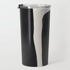Mid Century Modern Minimalist Abstract Art Brush Strokes Black & White Ink Art Ancient Stripes Travel Mug Gallery Image 3