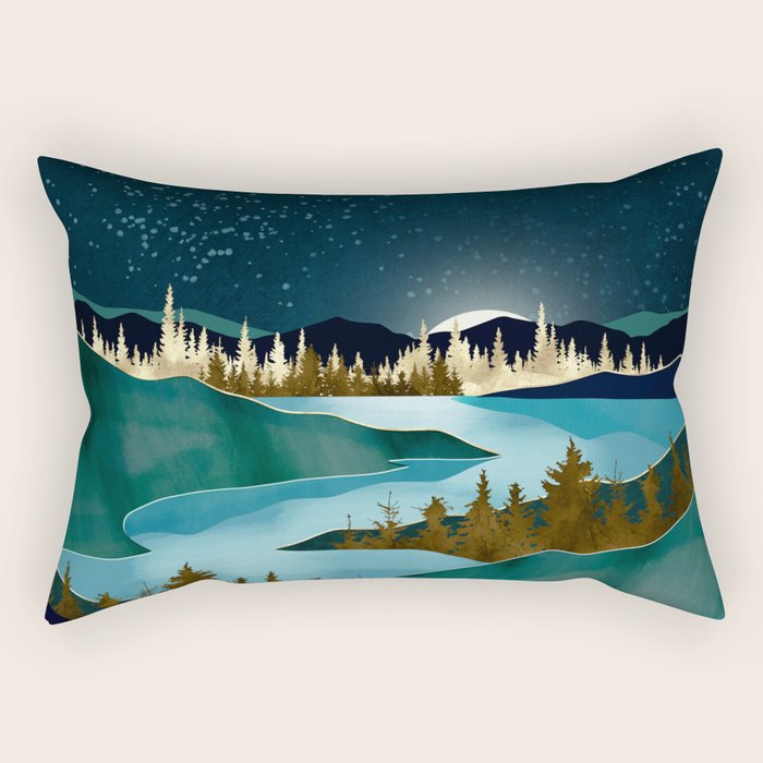 Autumn River Night Rectangular Pillow Gallery Image 2