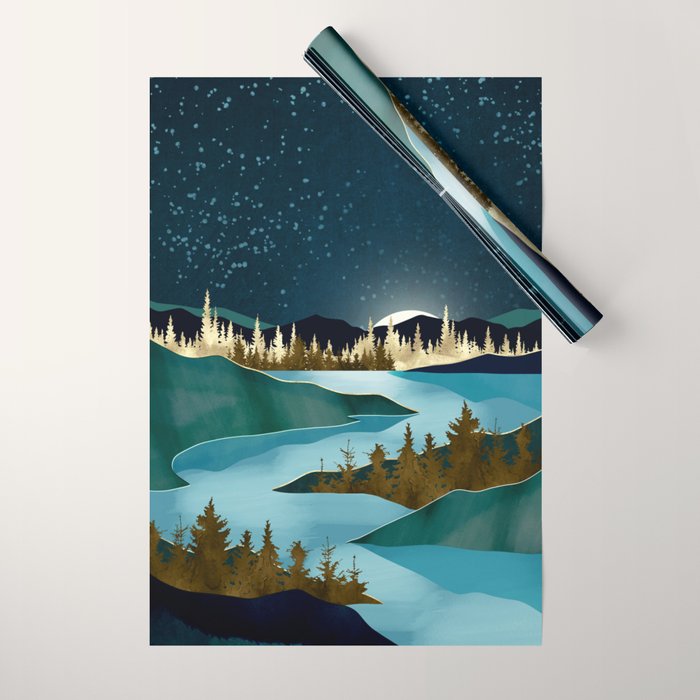 Autumn River Night Wrapping Paper Gallery Image 1