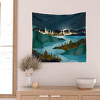 Autumn River Night Wall Tapestry Gallery Image 2