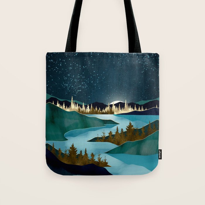 Autumn River Night Tote Bag Gallery Image 1