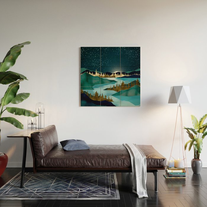 Autumn River Night Wood Wall Art Gallery Image 2