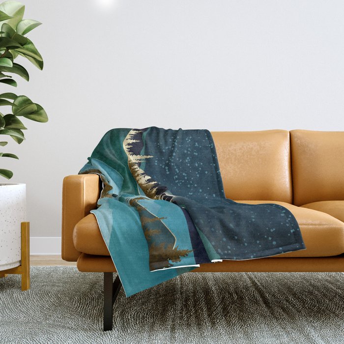 Autumn River Night Throw Blanket Gallery Image 1