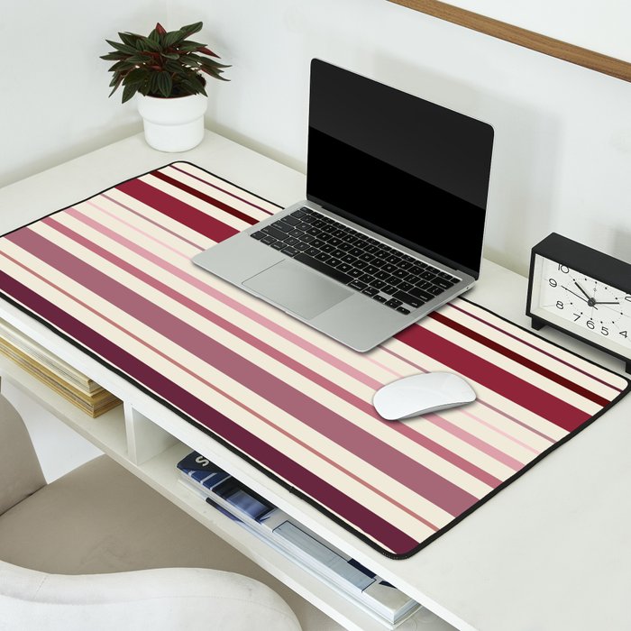 Dusty Rose Stripes Desk Mat Gallery Image 2