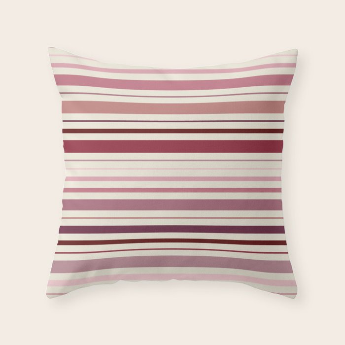 Dusty Rose Stripes Throw Pillow Gallery Image 6