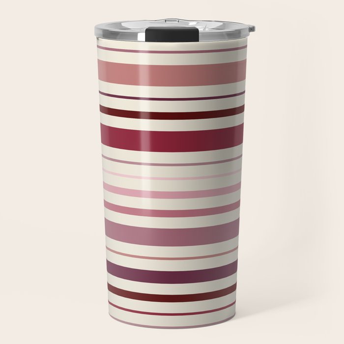 Dusty Rose Stripes Travel Mug Gallery Image 1