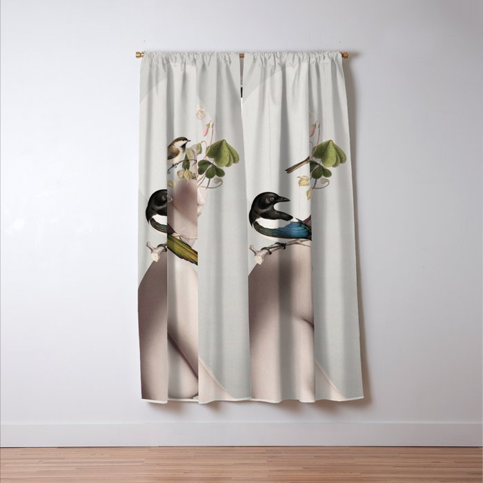 Lady with Birds 5 Window Curtain Gallery Image 3