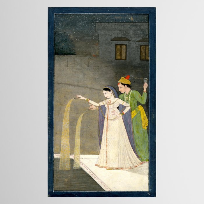     Painting. Recreation. Lovers playing with fireworks. Painted on paper Tablecloth Gallery Image 2