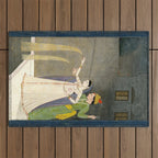     Painting. Recreation. Lovers playing with fireworks. Painted on paper Outdoor Rug Gallery Image 1